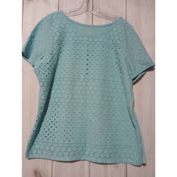 GH Bass‎ & Co Shirt Ladies 2xl Blue Lace Overlay - Picture 1 of 5